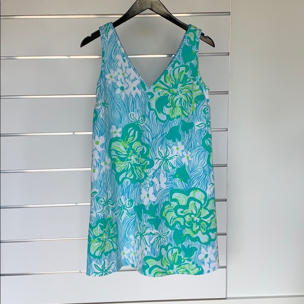 LILLY PULITZER dress, blue/green nautical flowers